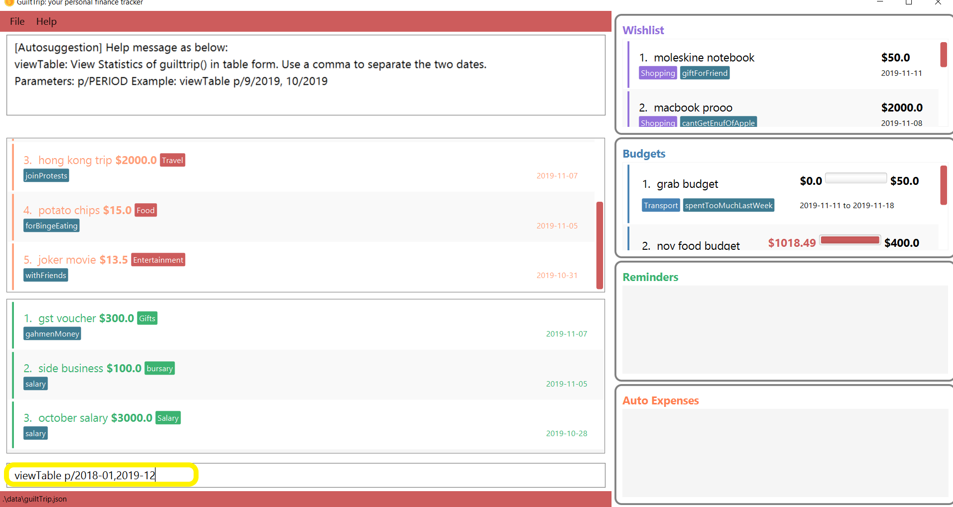 viewTable 1